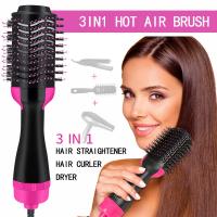 Стайлер для укладки волос One Step Hot Air Brush 3в1. Фен для выпрямления волос. Расческа с феном для объема. Круглая расческа щетка для локонов. Фен для прямых волос. Выпрямитель