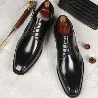Премиум туфли  из натуральной кожи дышащие, модные мужская обувь водонепрницаемые, Черный.