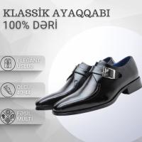 Təbii dəridən kişilər üçün premium ayaqqabıları nəfəs alır, su buraxmır, Qara.